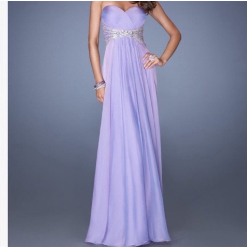 BNWT La Femme chiffon beaded gown